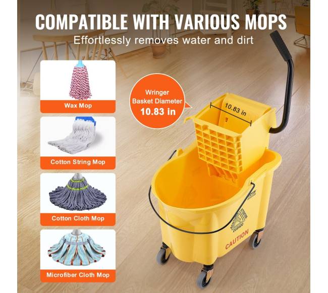 Grindų valymo kibiras su nugręžėju ant ratukų2