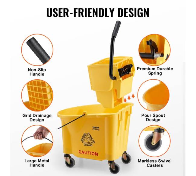 Grindų valymo kibiras su nugręžėju ant ratukų5