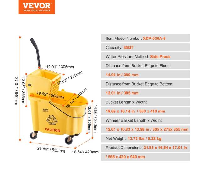 Grindų valymo kibiras su nugręžėju ant ratukų6