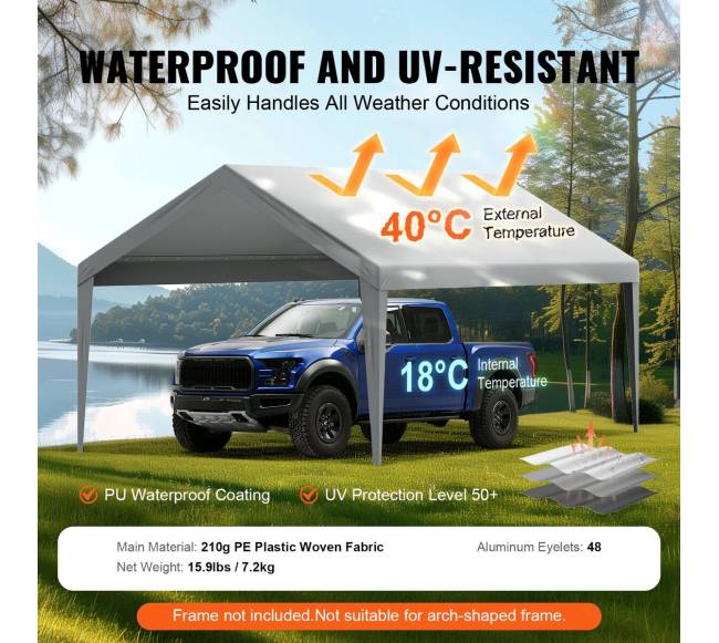 Automobilinis stogelis 12 x 20 ft, tik tentas2