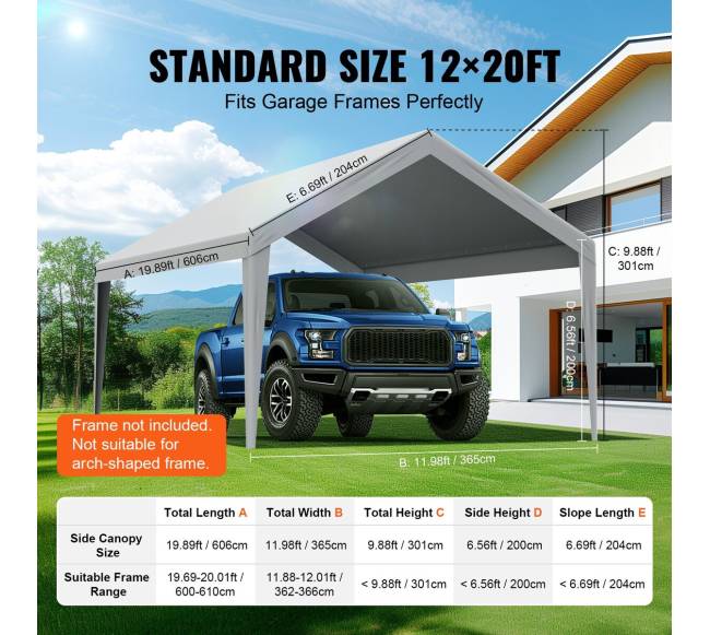 Automobilinis stogelis 12 x 20 ft, tik tentas3