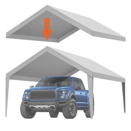 Pakeičiamas automobilių stoginės tentas 396 x 610 cm, pilkas0