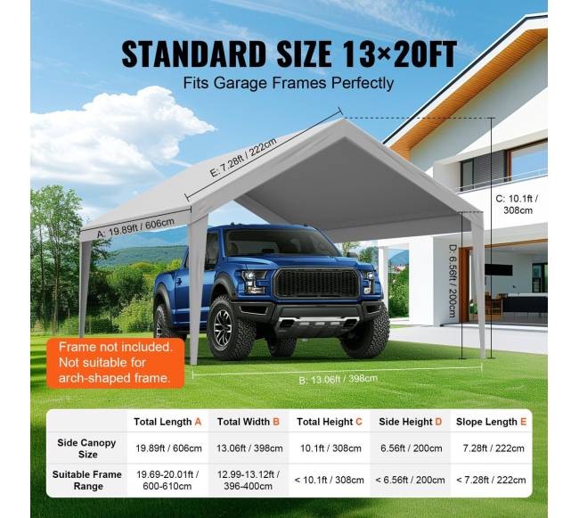 Pakeičiamas automobilių stoginės tentas 396 x 610 cm, pilkas3