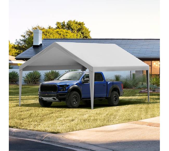 Pakeičiamas automobilių stoginės tentas 396 x 610 cm, pilkas7