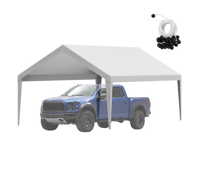 Pakeičiamas automobilių stoginės tentas 396 x 610 cm, pilkas8