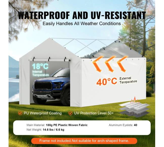 Automobilio pastogės uždangalo sienelė 3 x 6 m2