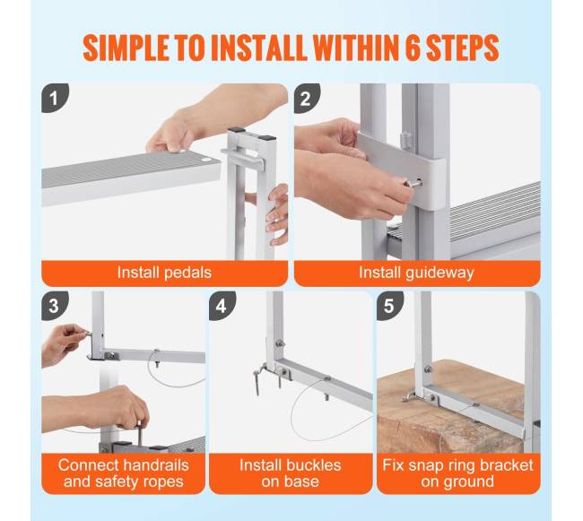 Reguliuojamas aliuminis laipto avataras 5 pakopų5