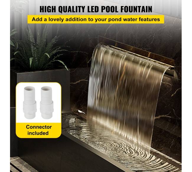 nerūdijančio plieno vandens krioklio fontanas su led1