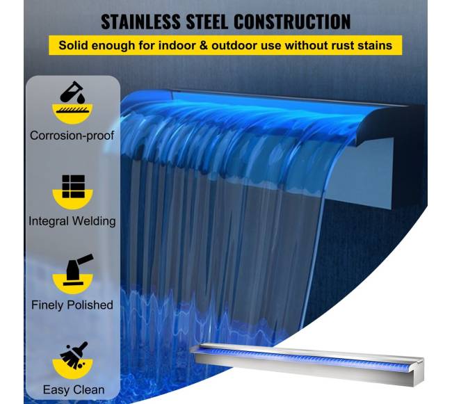 nerūdijančio plieno vandens krioklio fontanas su led2