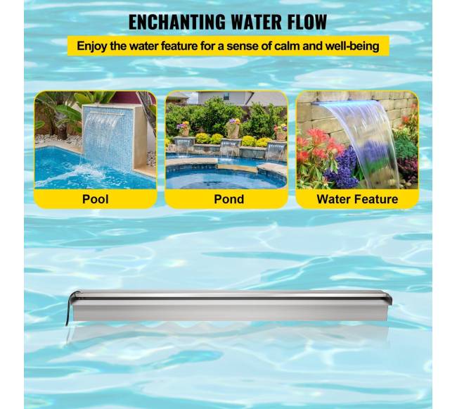 nerūdijančio plieno vandens krioklio fontanas su led3