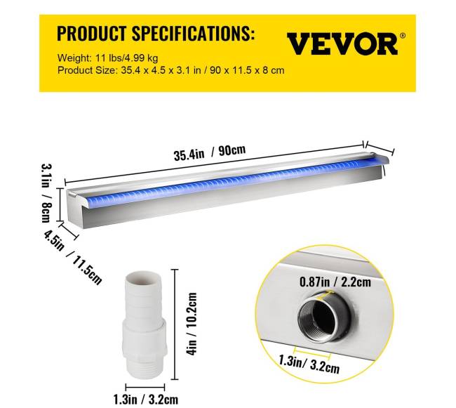 nerūdijančio plieno vandens krioklio fontanas su led6