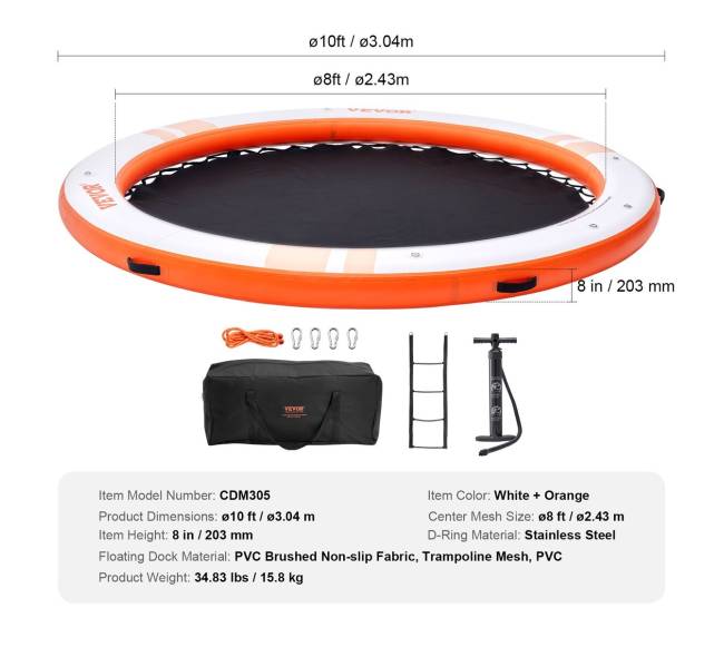 Pripučiama vandens platforma su trampoline6