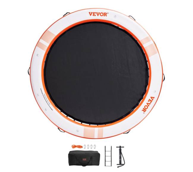 Pripučiama vandens platforma su trampoline8