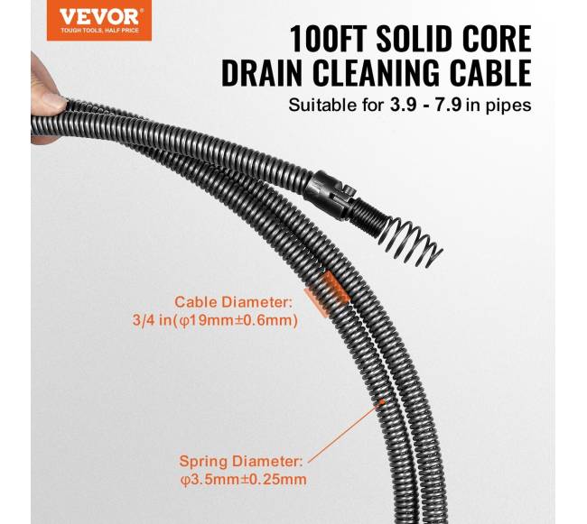 Kanalizacijos valymo kabelis 30.48 m su 4 pjovikliais1