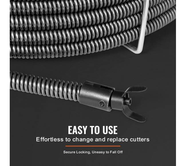 Kanalizacijos valymo kabelis 30.48 m su 4 pjovikliais4