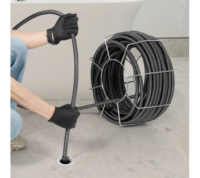 Kanalizacijos valymo kabelis 30.48 m su 4 pjovikliais8