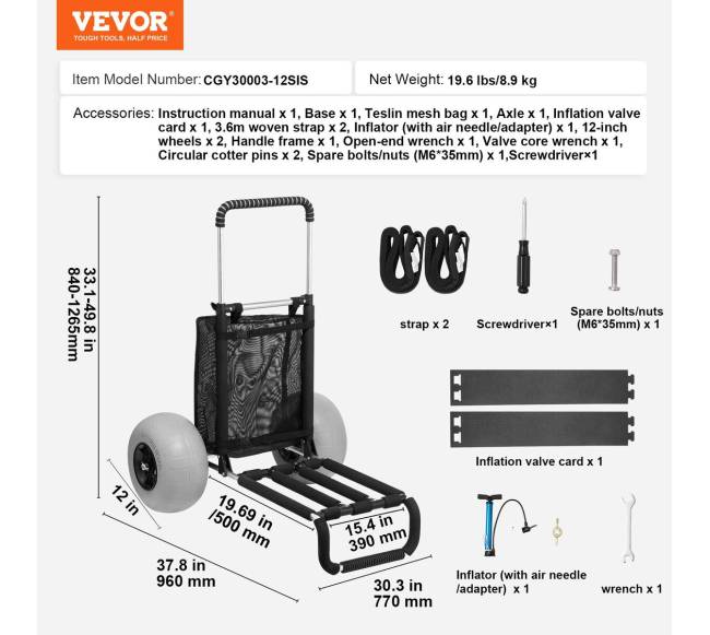 Paplūdimio vežimėlis su dideliais ratais smėliui6