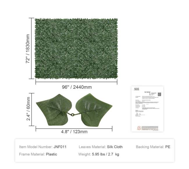 Dirbtinis gyvatvorės ekranas, 183 cm x 244 cm6