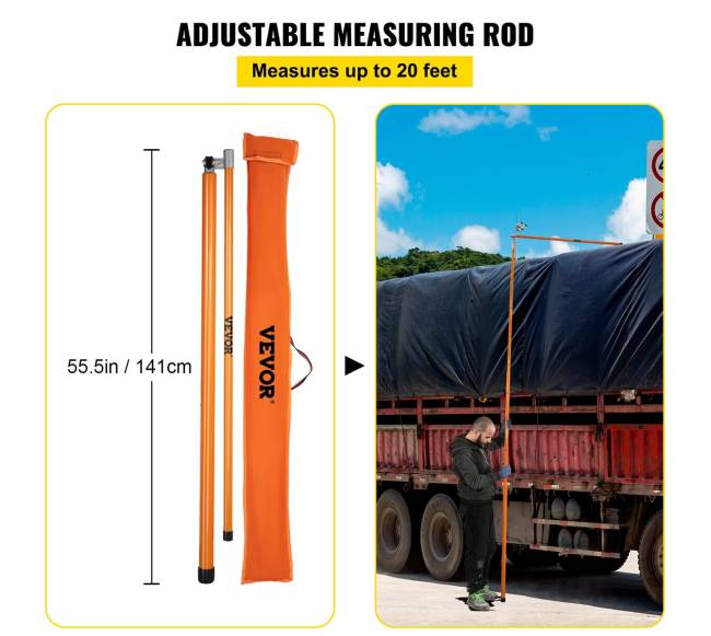 Aukščio matavimo lazda, 6 m stiklo pluošto2