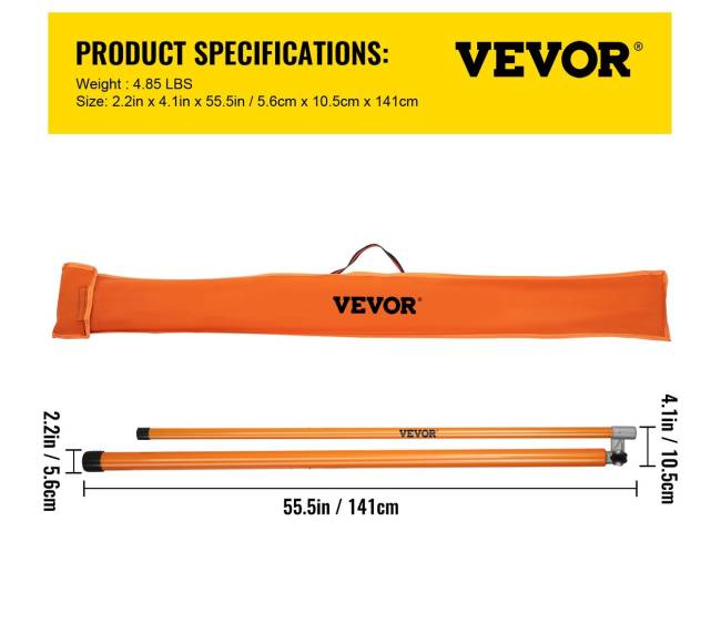 Aukščio matavimo lazda, 6 m stiklo pluošto6