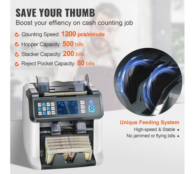 Banknotų skaičiuoklė su 2CIS SN UV IR MG DD3