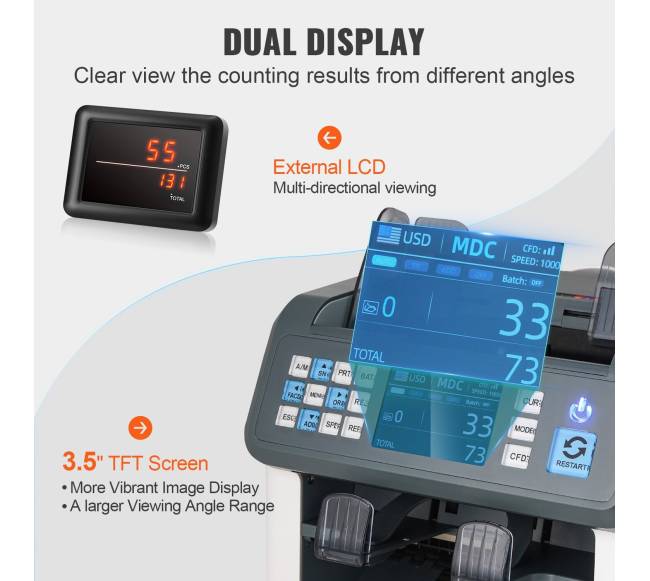 Banknotų skaičiuoklė su 2CIS SN UV IR MG DD4