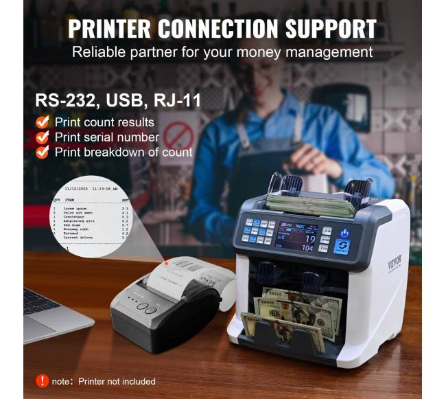 Banknotų skaičiuoklė su 2CIS SN UV IR MG DD5