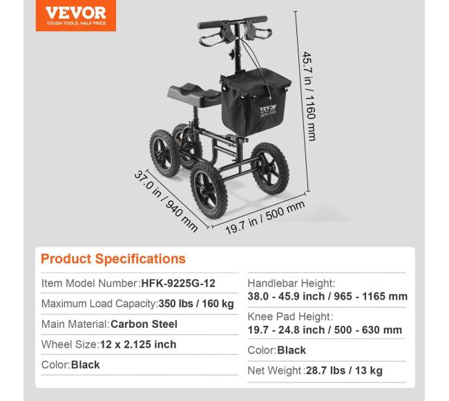 Sulankstomas kelių paspirtukas su reguliuojamu aukščiu6