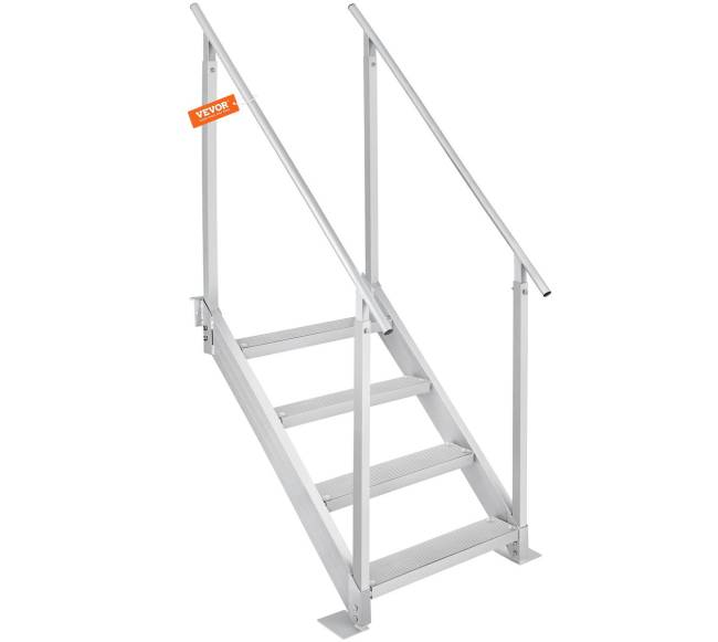 Aliuminės reguliuojamos kopėčios su turėklais0