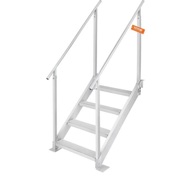 Aliuminės reguliuojamos kopėčios su turėklais9