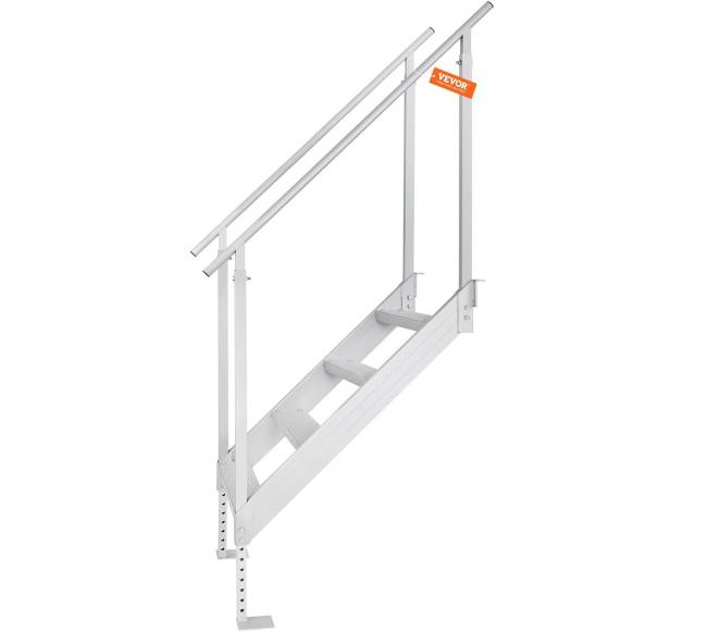 Aliuminės reguliuojamos kopėčios su turėklais10