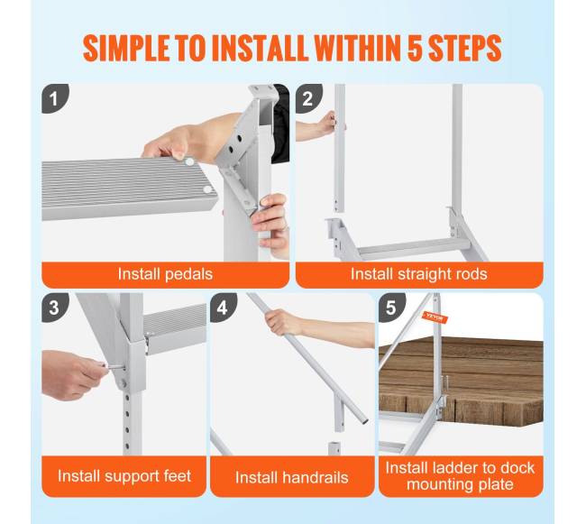 Aliuminis dokinis kopėčios, 43-51cm reguliuojamos5