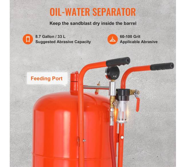 20 galonų smėliasrovė 60–110 PSI su 4 purkštukais2