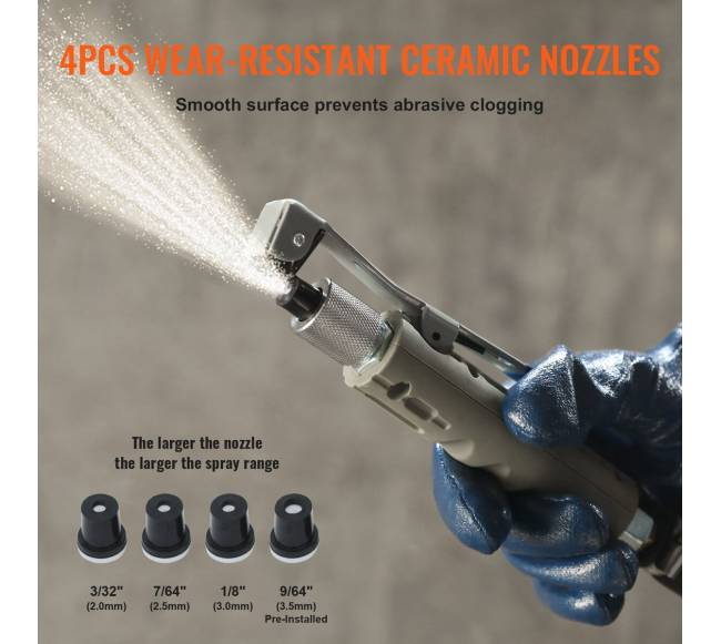 20 galonų smėliasrovė 60–110 PSI su 4 purkštukais4