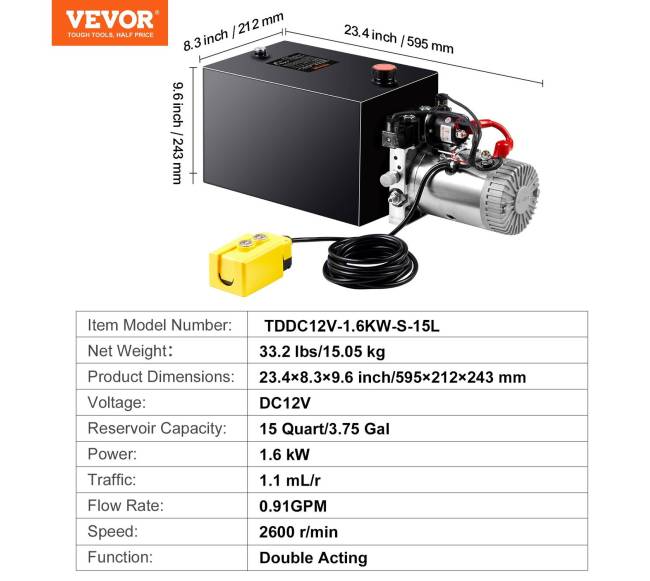 Hidraulinis siurblys 15 litrų dvipusis pompavimas 12V6