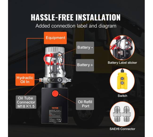 Hidraulinis vienpusių veiksmų siurblys 12V5