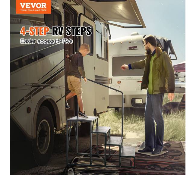 Laiptai kemperiams, 4 pakopų, su turėklais1