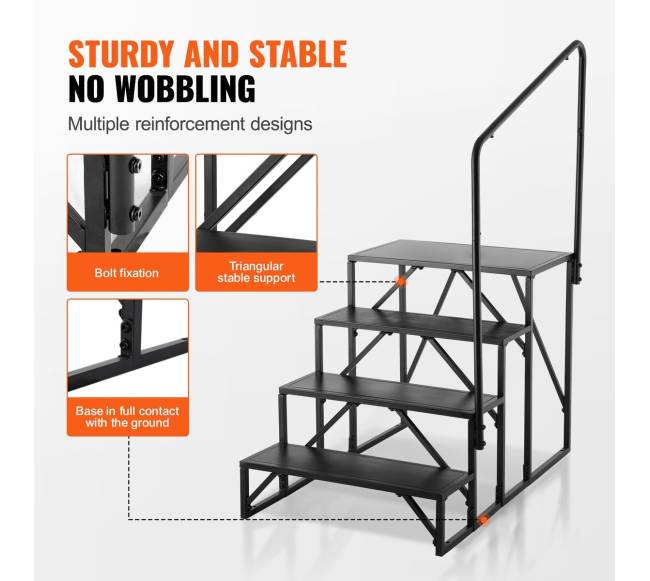 Laiptai kemperiams, 4 pakopų, su turėklais4