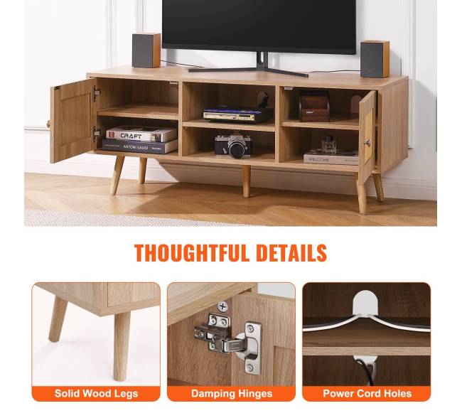 Rataninė TV spintelė, 55 colių televizoriui4