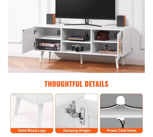 Baltas rotango televizoriaus stovas4