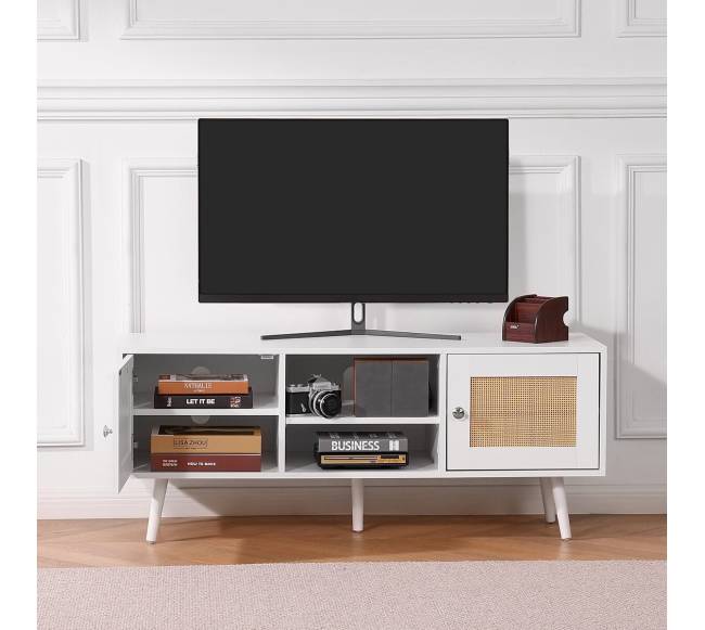 Baltas rotango televizoriaus stovas7