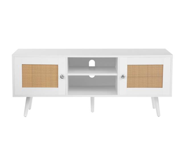 Baltas rotango televizoriaus stovas9