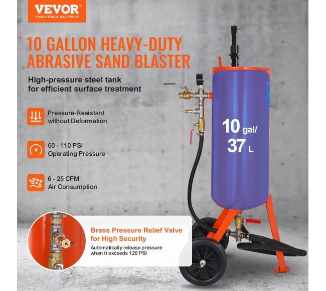 10 galonų smėliasrovė su dviem antgaliais ir žarna1