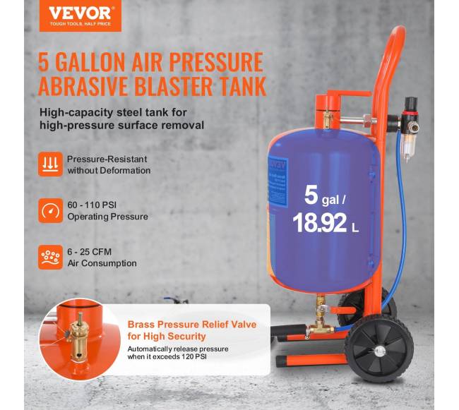 5 galonų smėliasrovė su 4 antgaliais1