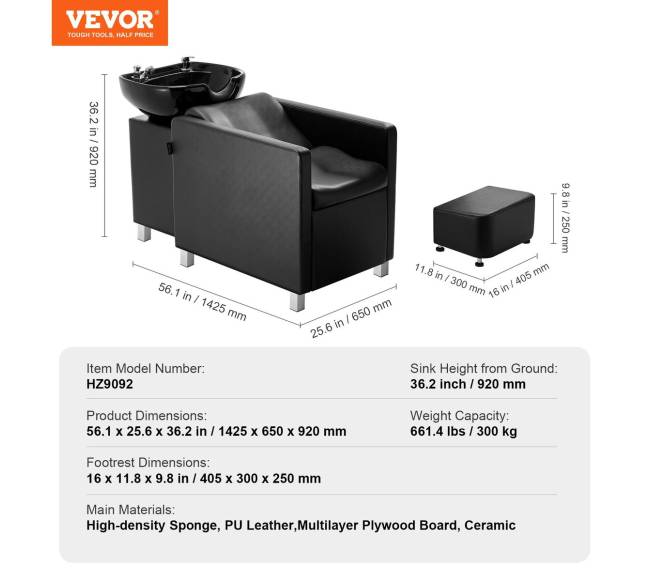 Plaukų plovimo kėdė su atrama kojoms6
