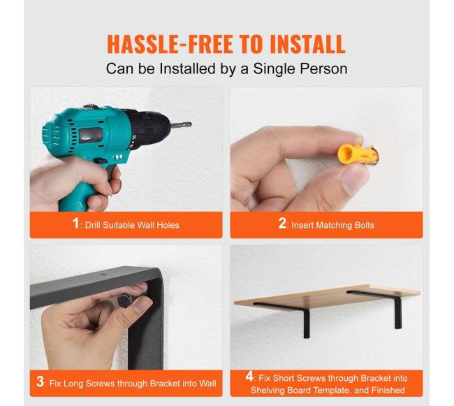 Plieniniai lentynų laikikliai, 4 vnt., juodi4