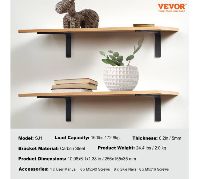 Plieniniai lentynų laikikliai, 4 vnt., juodi6