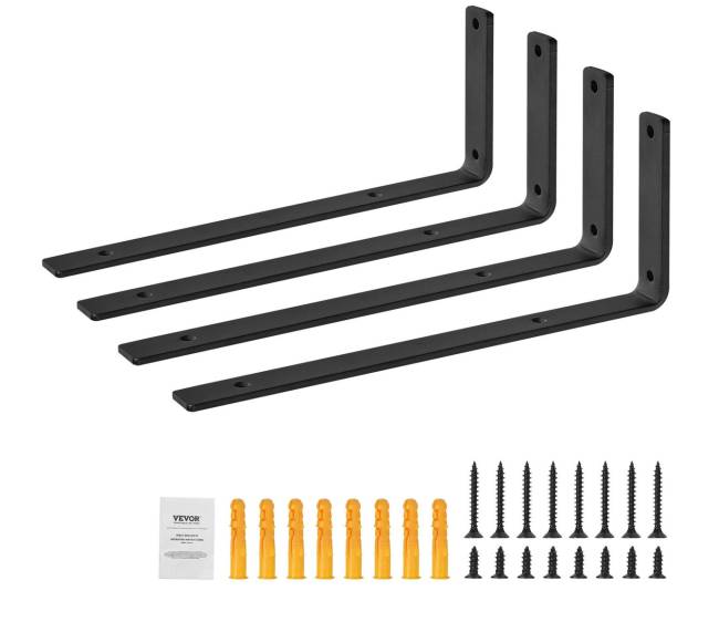 Plieniniai lentynų laikikliai, 4 vnt., juodi8