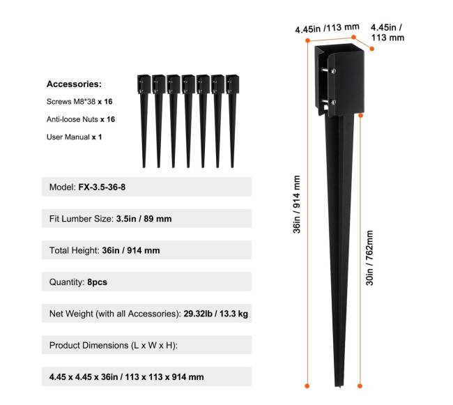 Pašto dėžutės ir turėklų inkaras 8 vnt.10