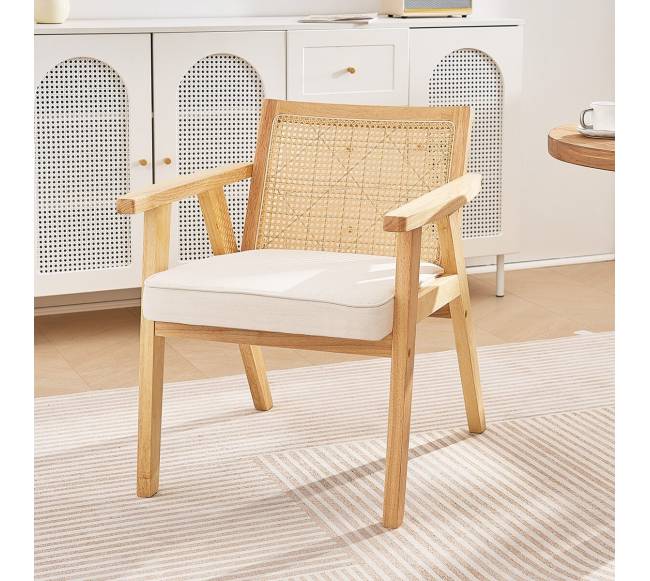 Rataninė kėdė su atlošu ir porankiais, smėlinė7